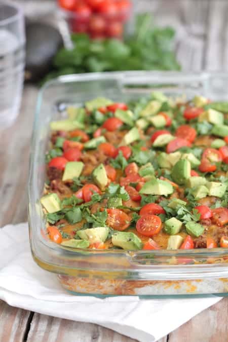 Cheesy Taco Chili Rice Bake