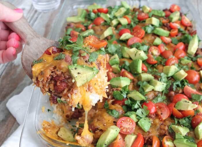 Cheesy Taco Chili Rice Bake