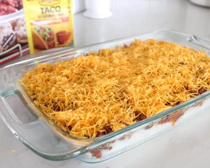 Cheesy Taco Chili Rice Bake