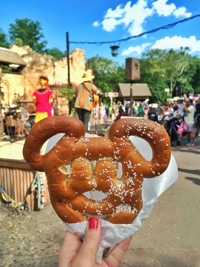 A Mickey-Shaped Pretzel Covered in Coarse Sea Salt