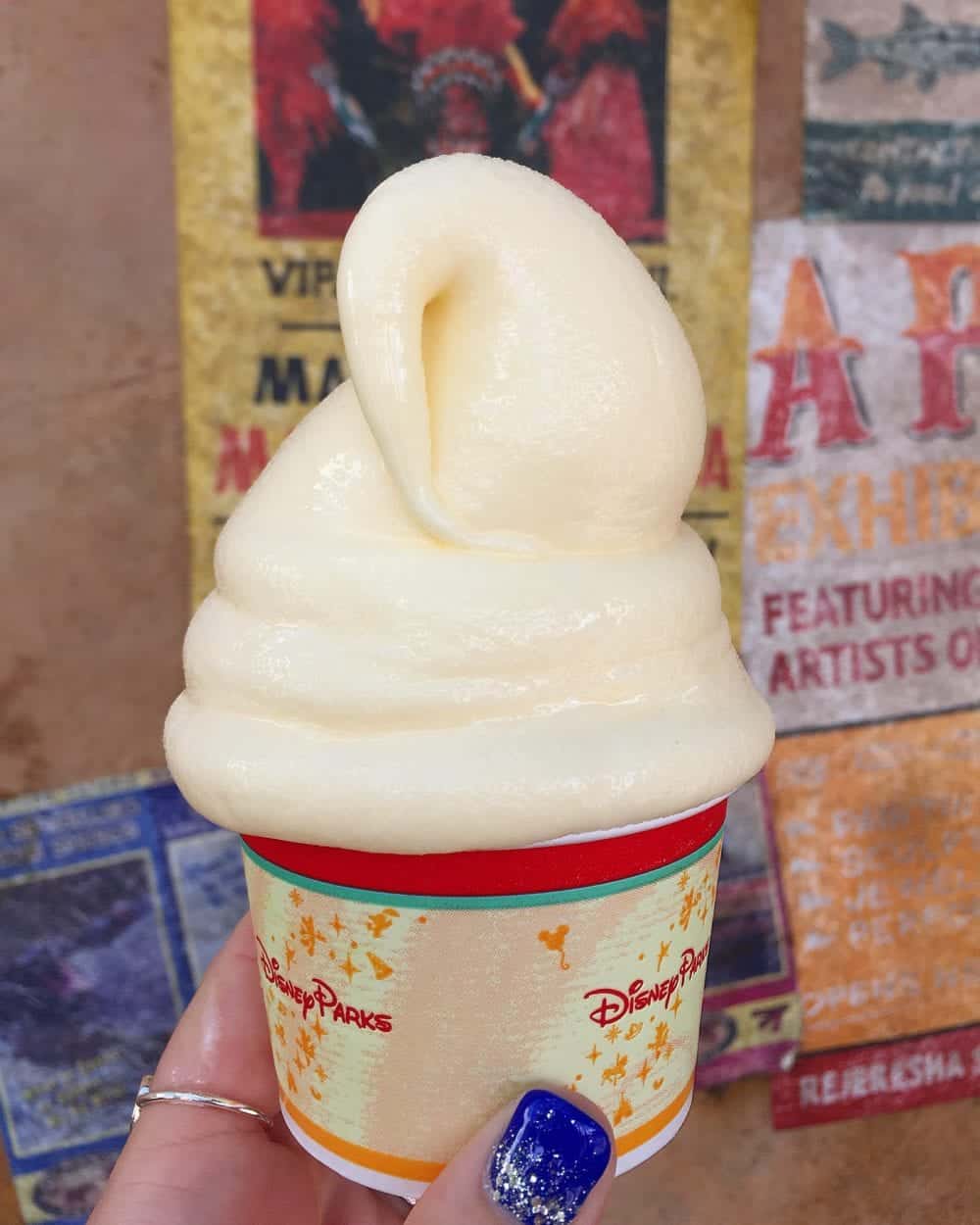 Swirled Dole Whip in a Paper Disney Parks Dish