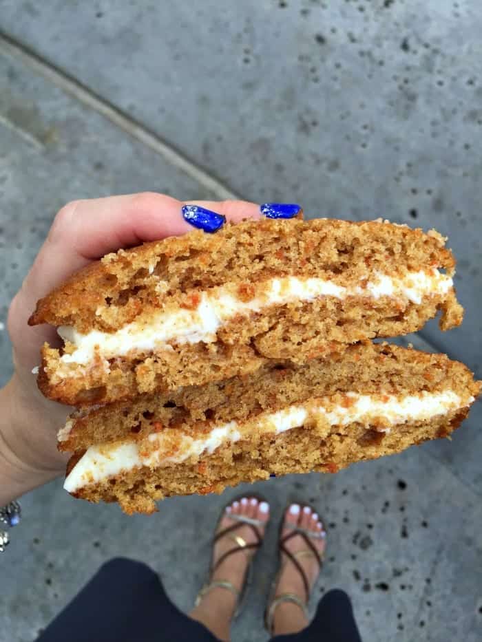 Shelly's Hand Holding a Carrot Cake Whoopie Pie