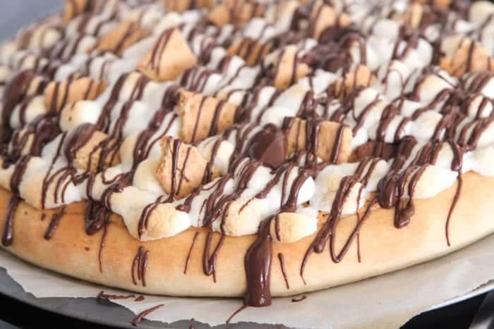 Peanut Butter S'mores Dessert Pizza