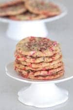 Candy Cane Chocolate Chip Pudding Cookies