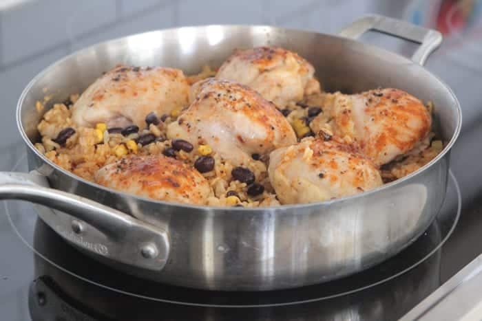 Poêlée de riz au poulet et tacos