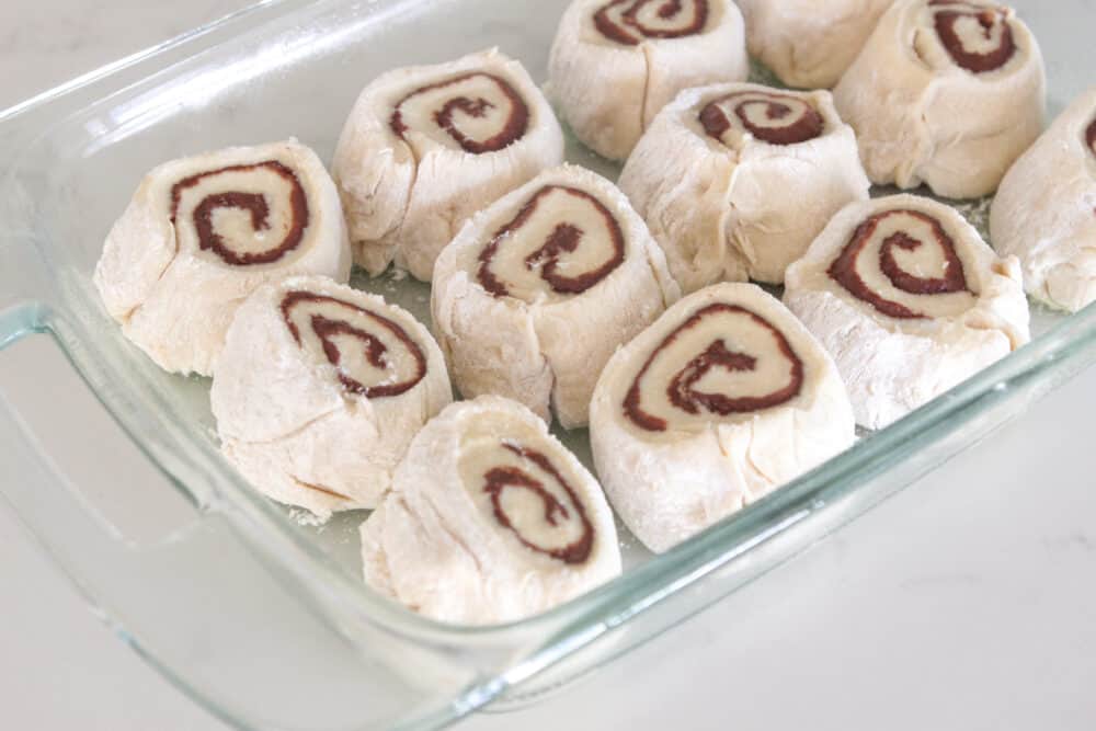 sweet rolls in baking dish