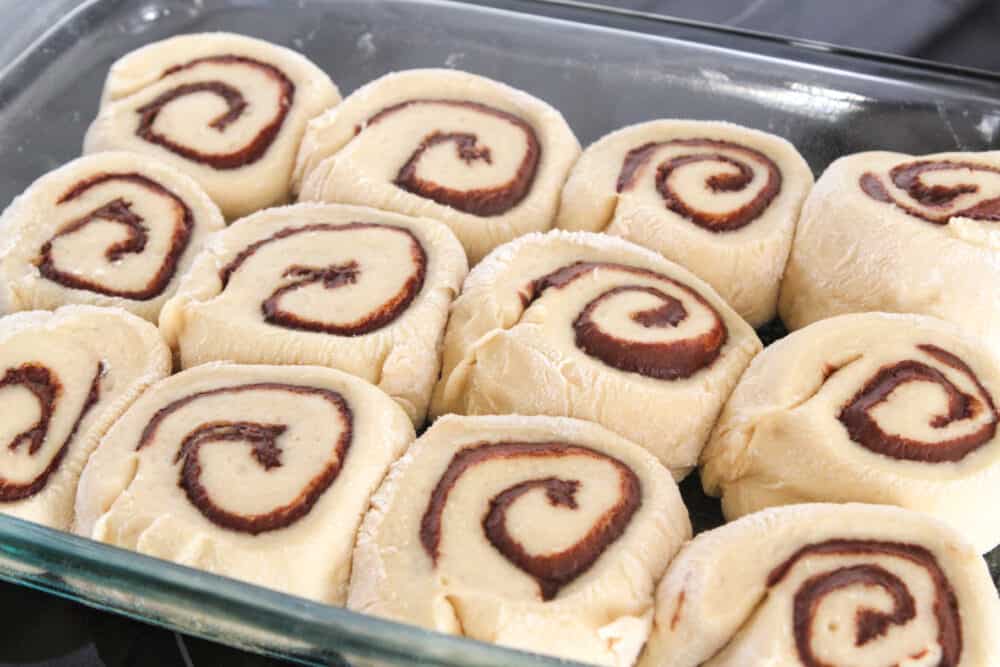 sweet rolls in baking dish