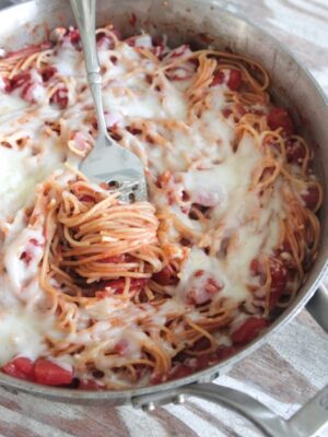 One Pot Cheesy Spaghetti