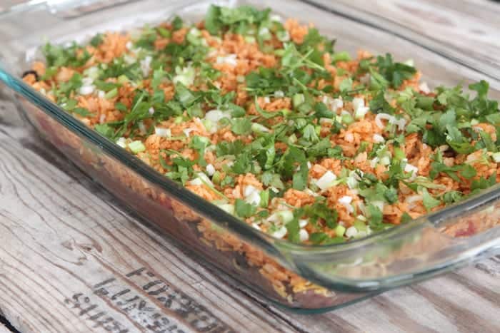 Fiesta 7 Layer Rice Bake | Mexican Rice Casserole Recipe