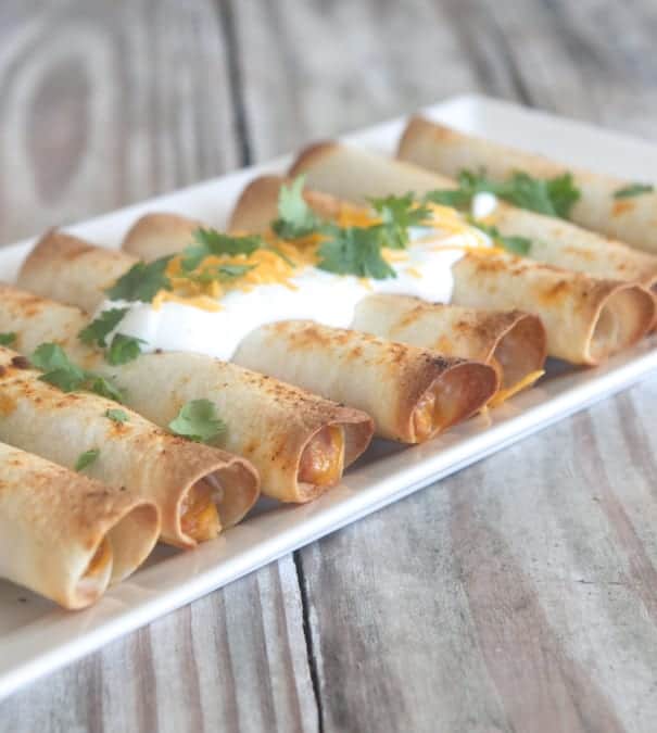 Bean and Cheese Baked Taquitos