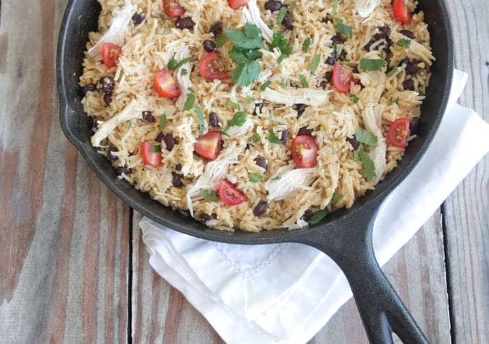 Salsa Verde Chicken Taco Rice Skillet