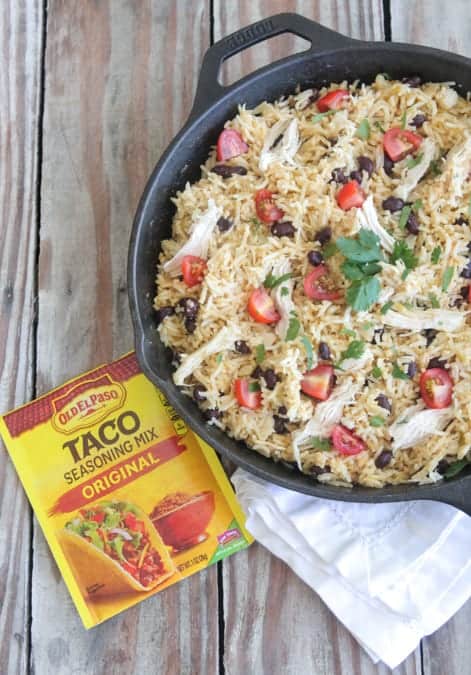 Salsa Verde Chicken Taco Rice Skillet