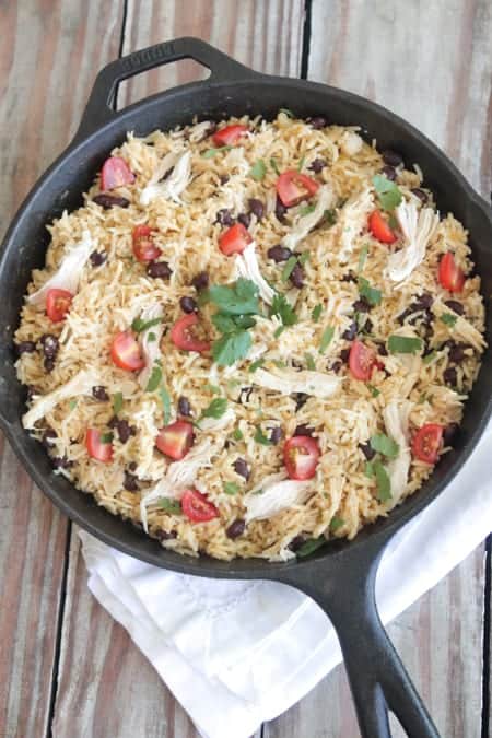 Salsa Verde Chicken Taco Rice Skillet