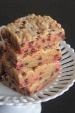 Candy Cane Chocolate Chip Cookie Bars