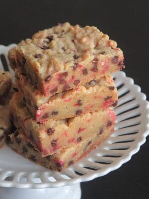 Candy Cane Chocolate Chip Cookie Bars