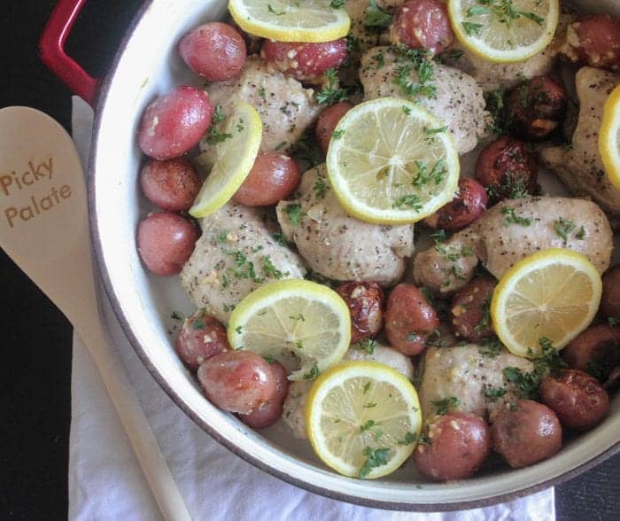 Pan Roasted Garlic Lemon Chicken Thighs