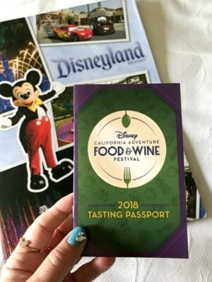 A picture of my Disney California Adventure Food & Wine Festival tasting passport from 2018.