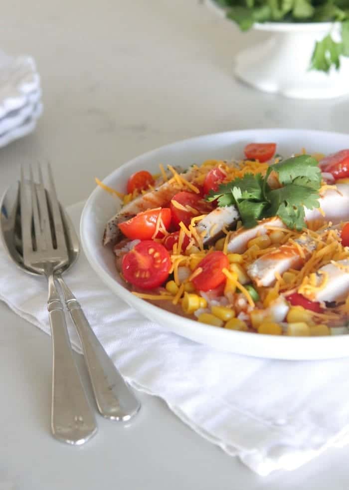 Layered Chicken Enchilada Bowls