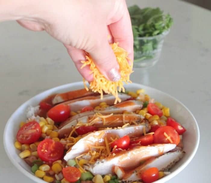 Layered Chicken Enchilada Bowls