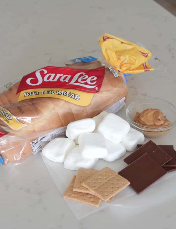 The ingredients for S'mores Peanut Butter Toast.