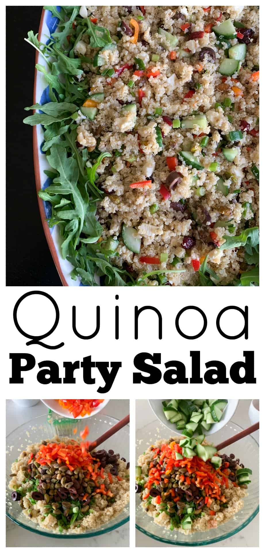 photo collage of quinoa salad