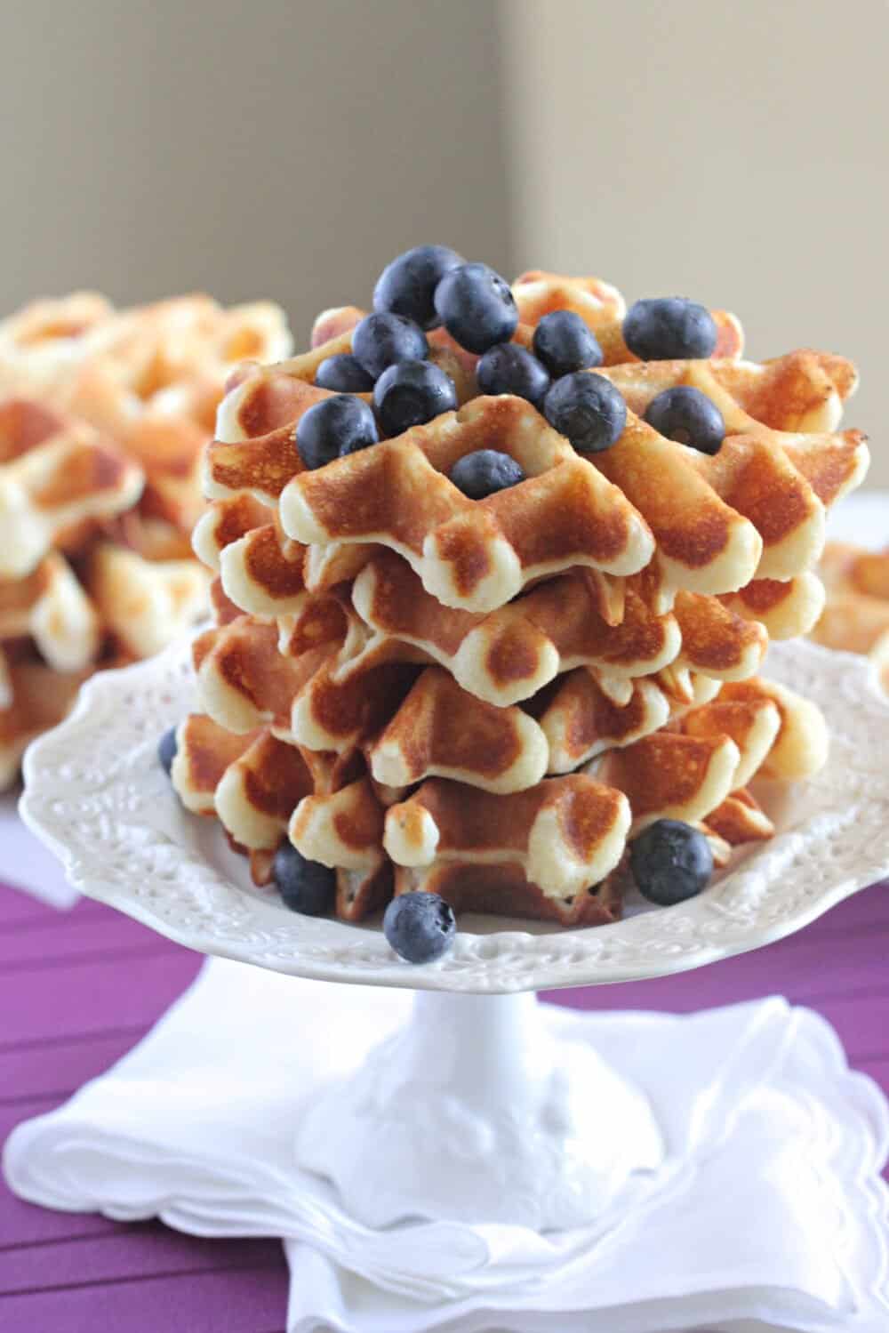 homemade waffles on serving plate