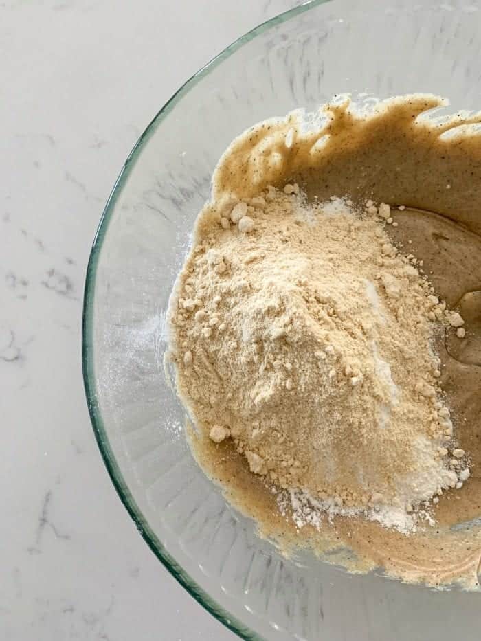 dry ingredients added to mixing bowl