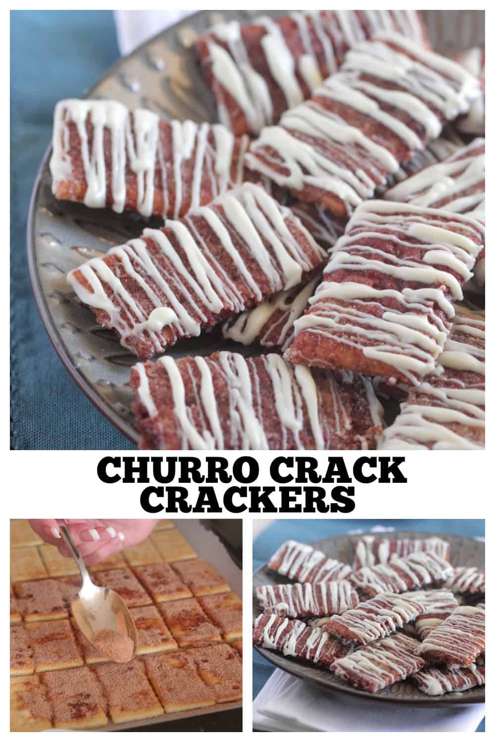 photo collage of churro crack crackers