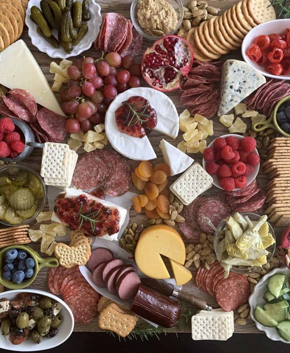 crackers added to charcuterie board