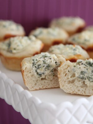 spinach dip bites on serving tray