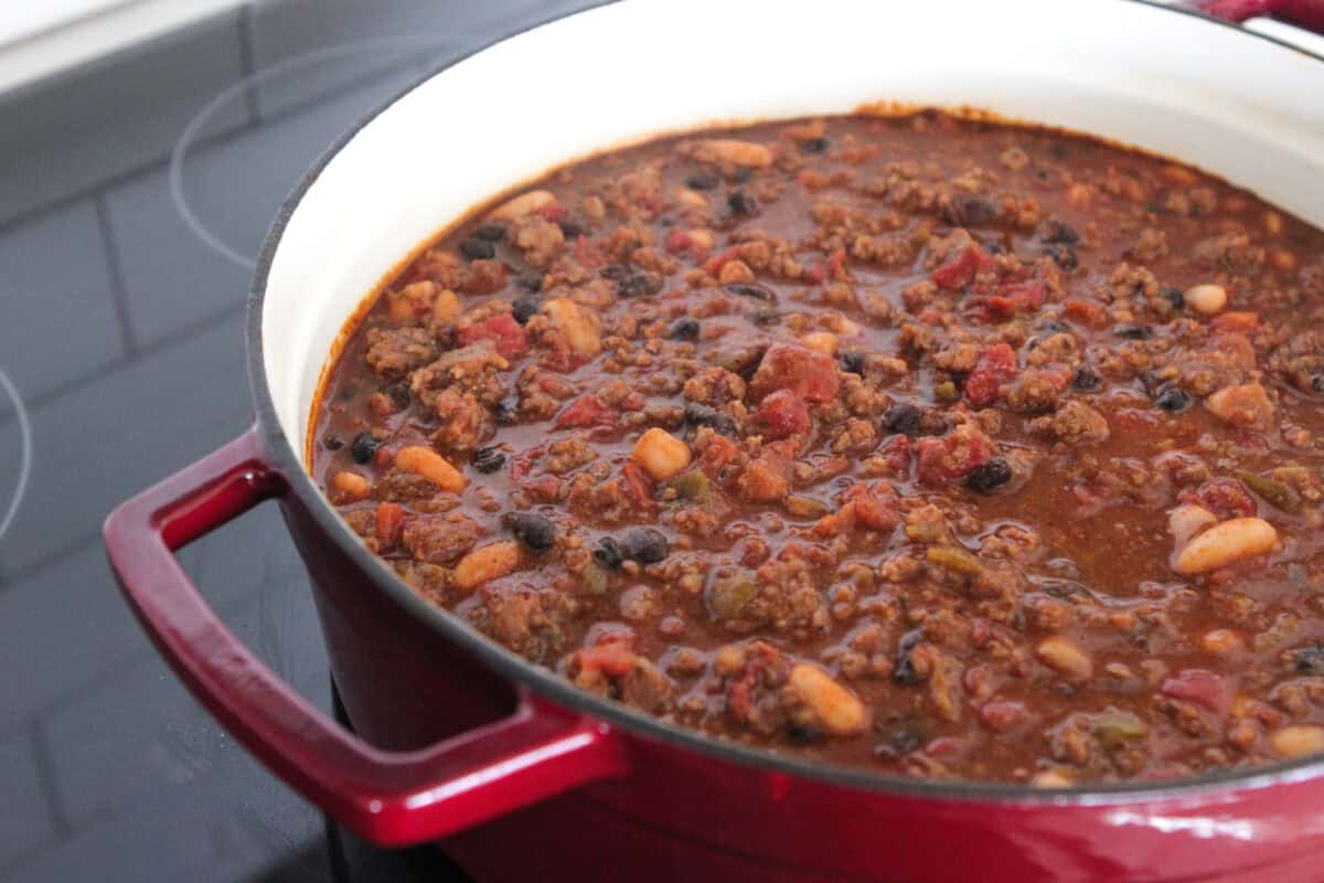 best chili recipe in pot on stovetop