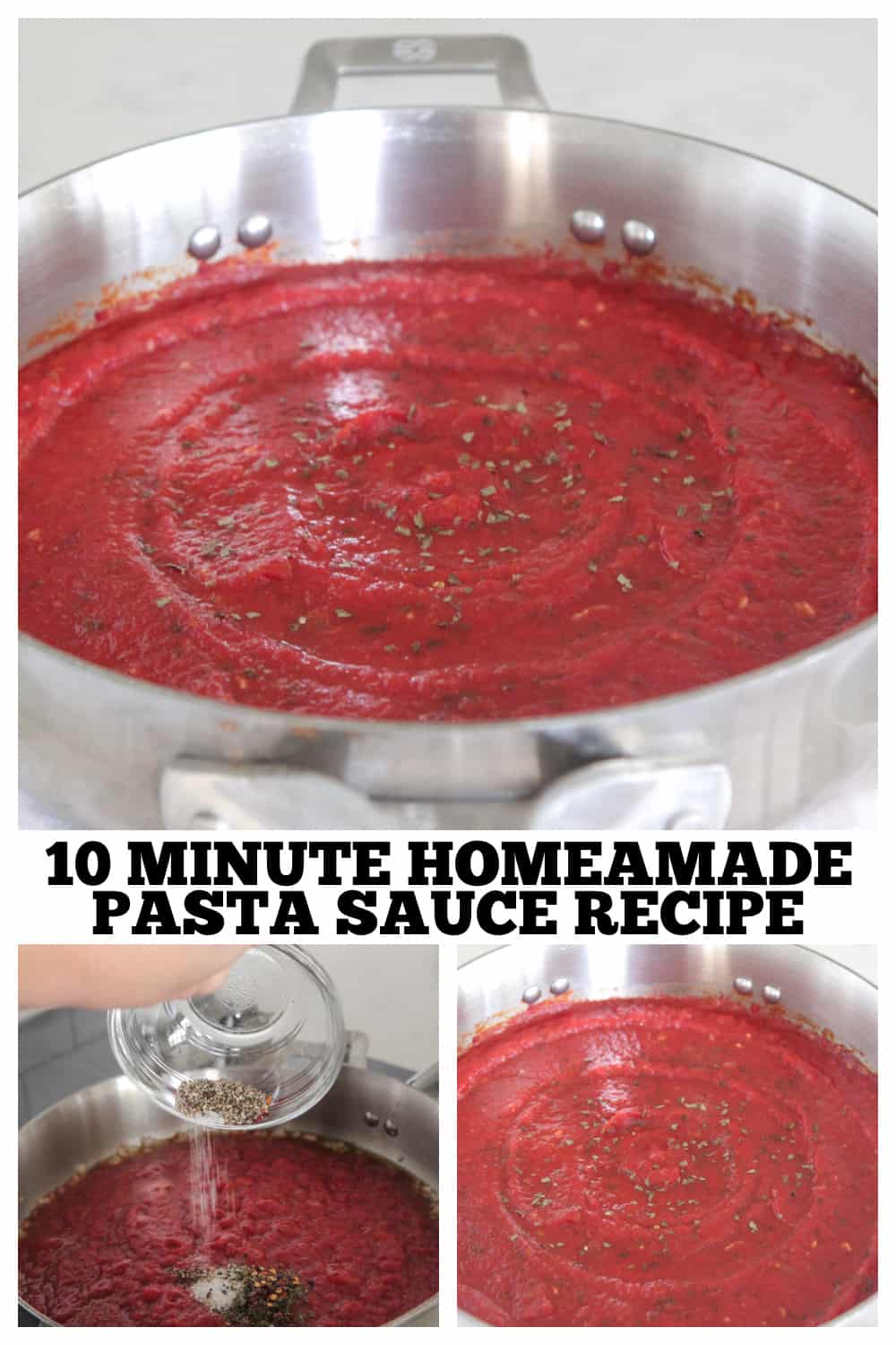 photo collage of homemade pasta sauce recipe