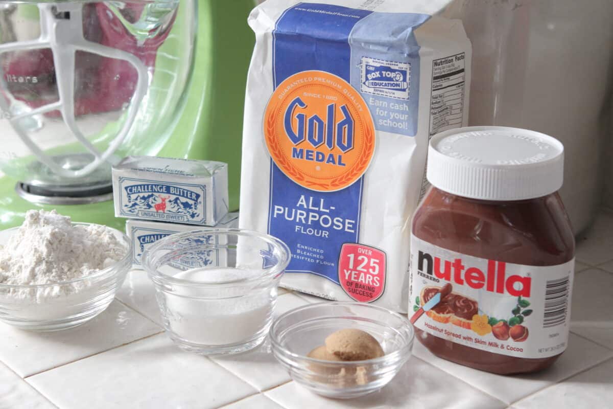 ingredients for shortbread bars on counter