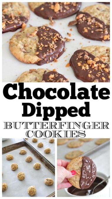 Chocolate Dipped Butterfinger Cookies | Easy Homemade Cookies Recipe