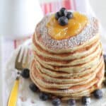 stack of lemon ricotta pancakes on plate