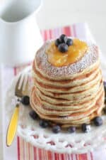 stack of lemon ricotta pancakes on plate