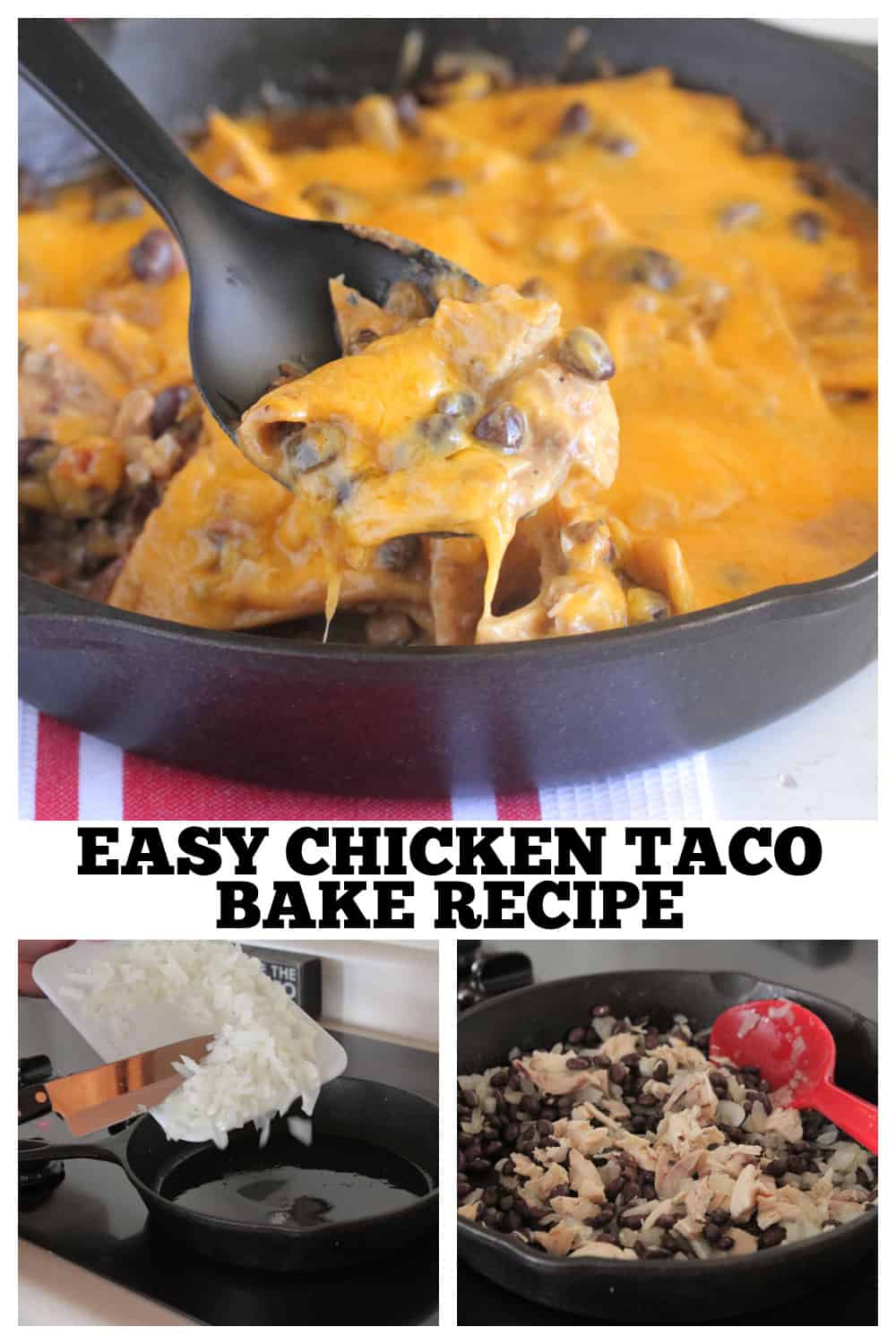 photo collage of chicken taco bake