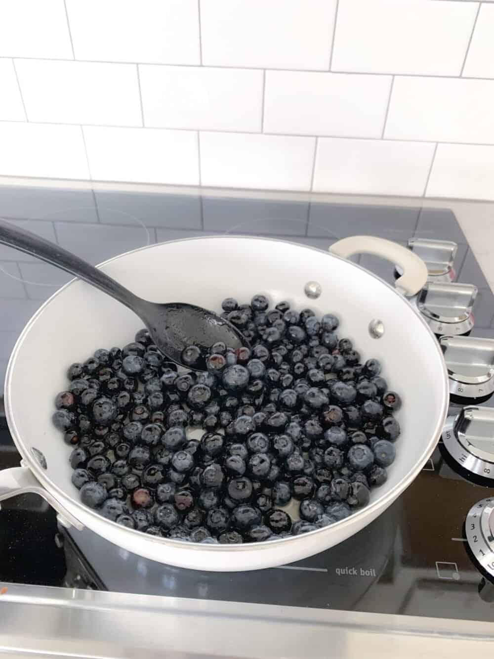 blueberries in skillet for filling