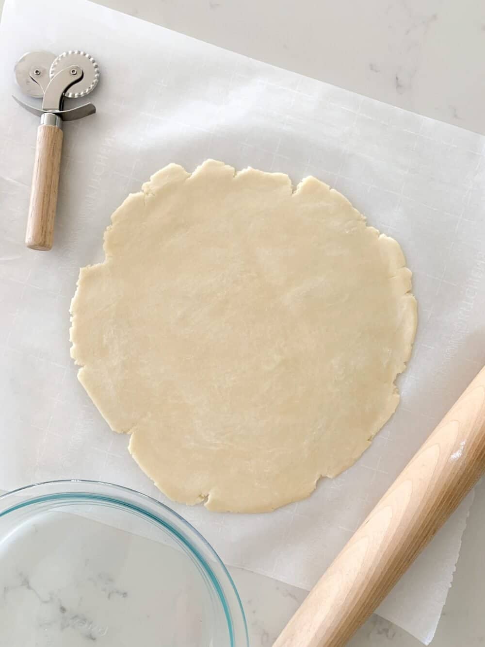 homemade pie crust rolled out
