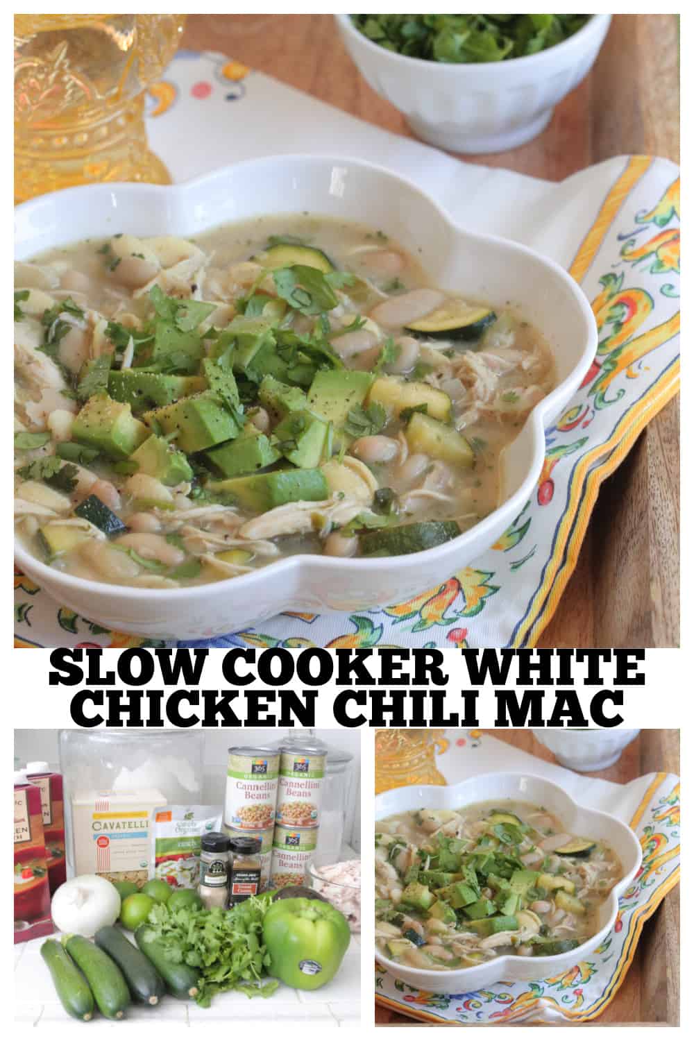 photo collage white chicken chili recipe