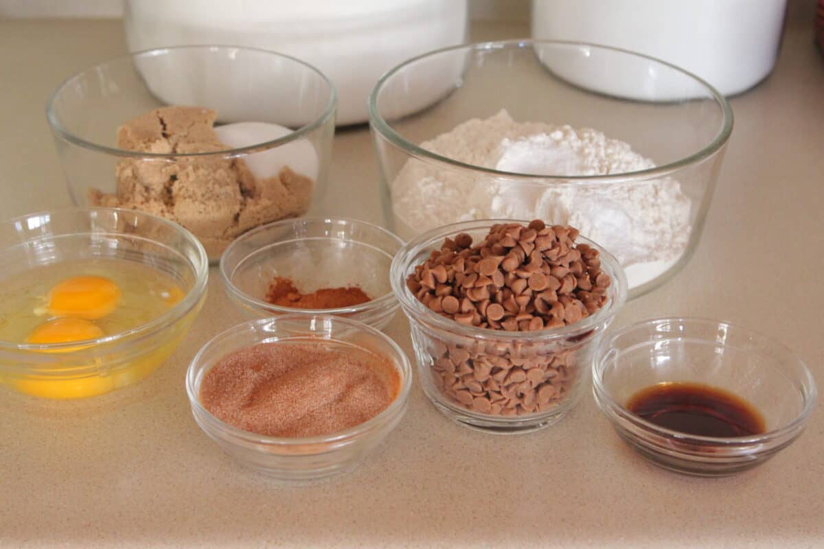 cinnamon cookies ingredients on the counter