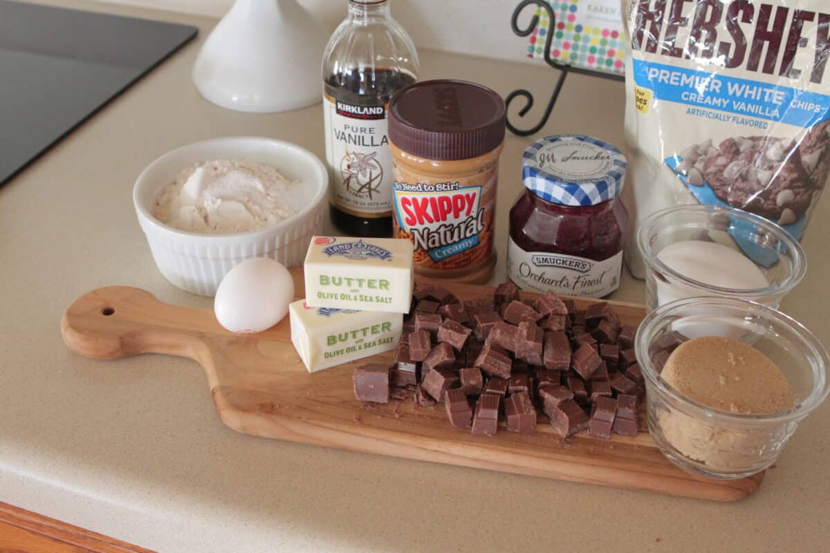 ingredients for skillet cookie recipe on counter top