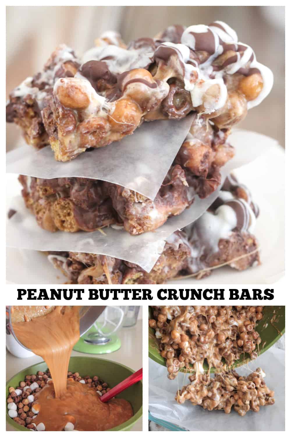 photo collage of peanut butter crunch bars