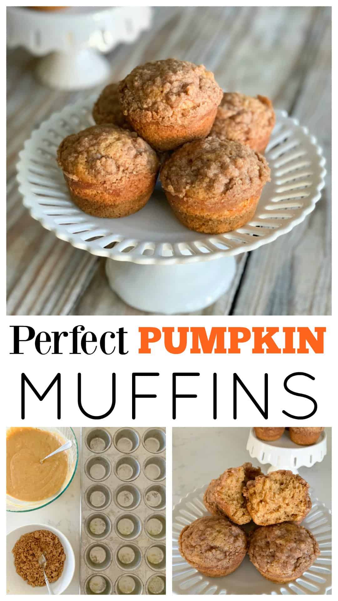photo collage of pumpkin muffins
