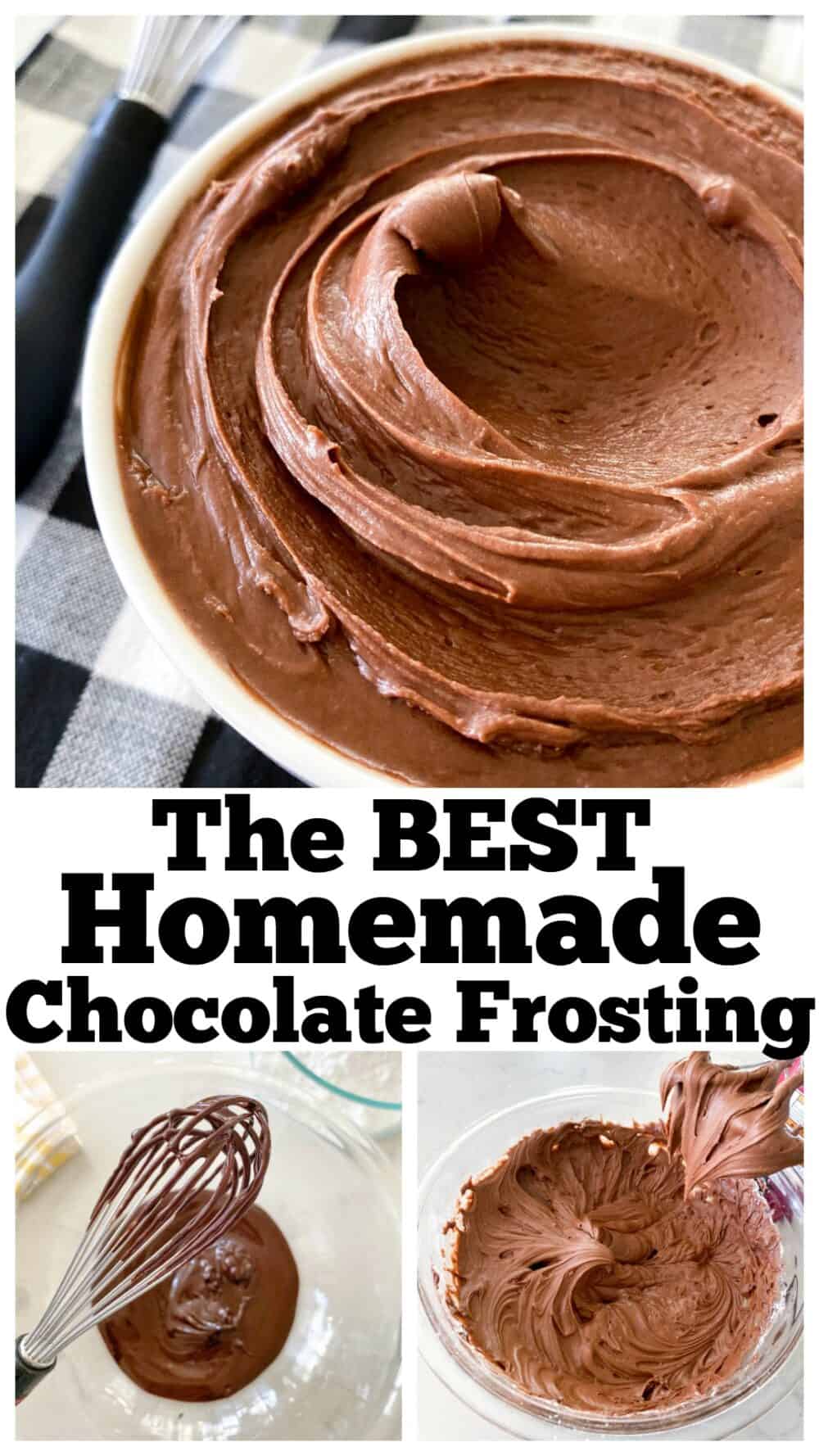 photo collage of homemade chocolate frosting