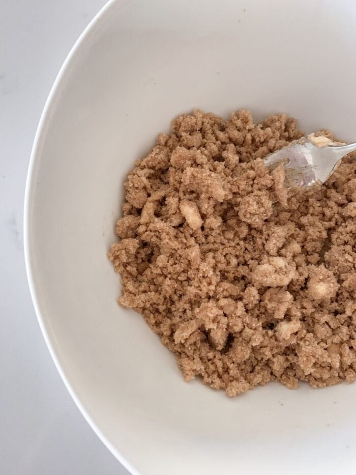 streusel mixed in mixing bowl
