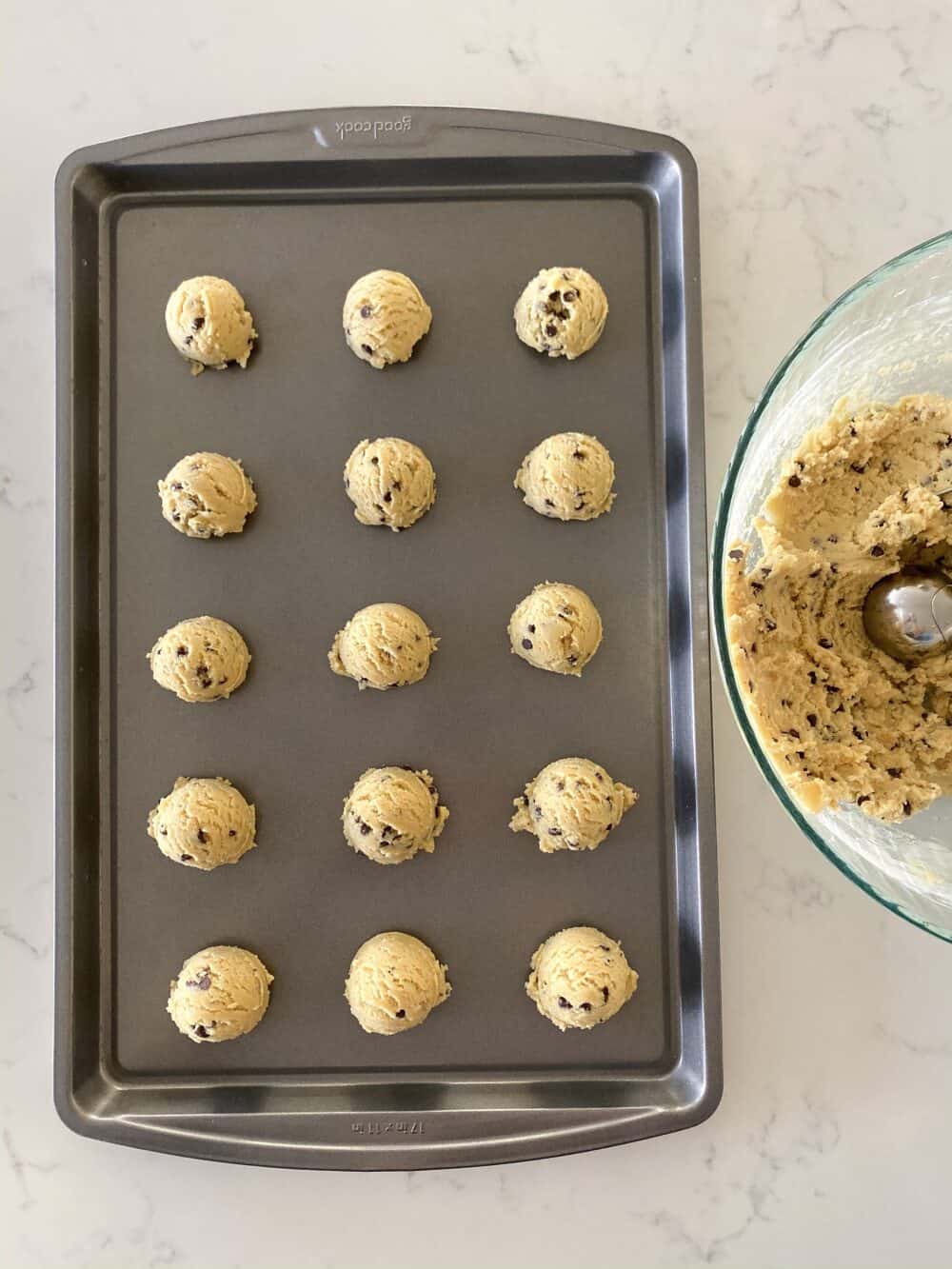 cookie dough on baking sheet of Halloween Cookies