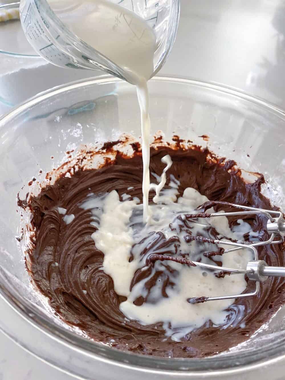preparing homemade chocolate frosting