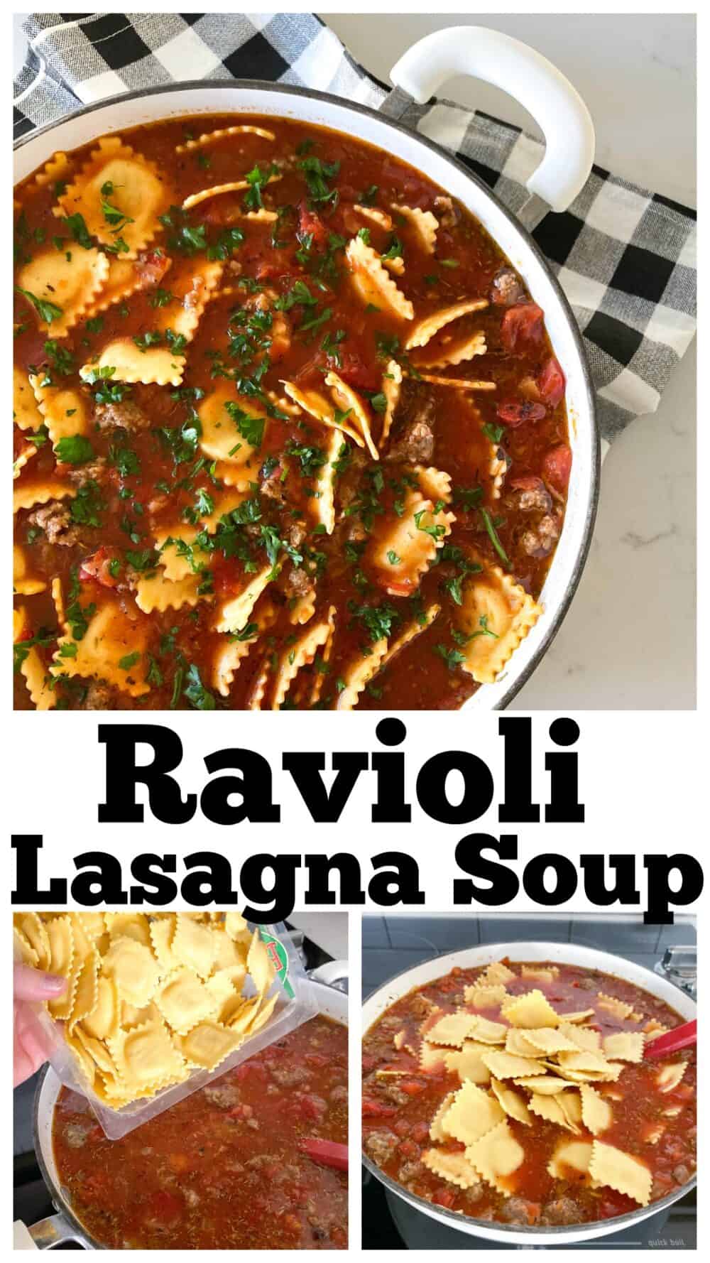 photo collage of lasagna soup
