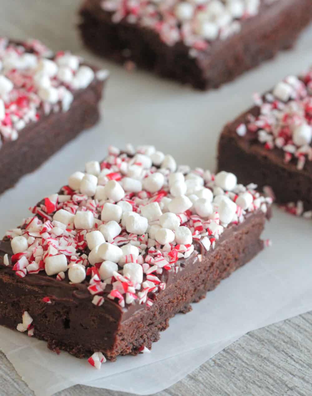 christmas brownies cut into squares